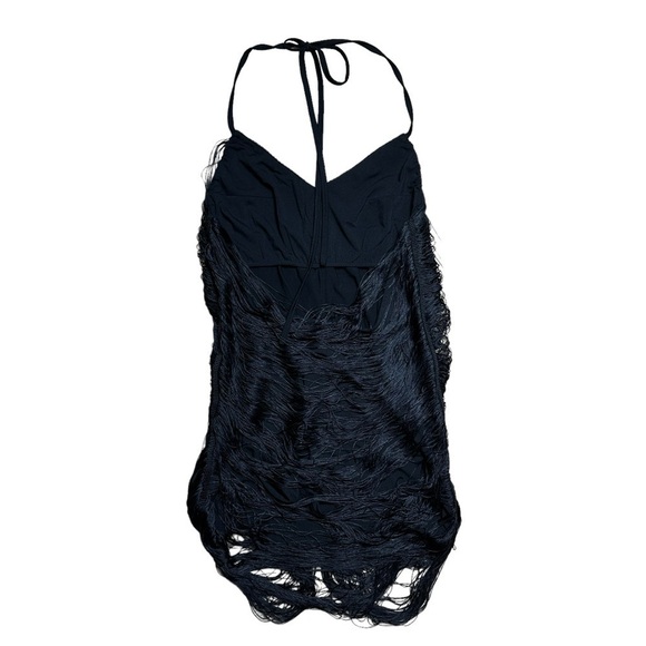 Azalea Wang Black Fringe Halter Mini Dress US M - Picture 6 of 11